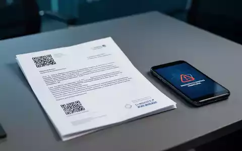 Ein physischer Brief mit QR-Code auf einem Schreibtisch neben einem Smartphone, das einen digitalen Sicherheitsalarm anzeigt. - Foto: über boerse-global.de