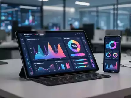 Ein Tablet zeigt ein modernes App-Dashboard zur Datenverwaltung, das auf einer Excel-Tabelle basiert. - Foto: über boerse-global.de