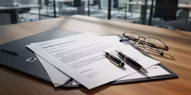 Ein Schreibtisch mit juristischen Dokumenten und einer Brille im Büro, symbolisch für arbeitsrechtliche Maßnahmen. - Foto: über boerse-global.de