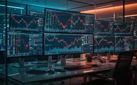 Finanzmarkt-Charts auf Computermonitoren mit fallenden Aktienkursen in einem modernen Büro. - Foto: über boerse-global.de