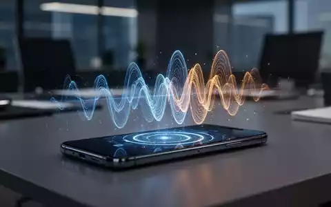 Smartphone auf einem Schreibtisch mit holografischen Schallwellen, die KI-Stimmklon-Bedrohungen in einer Unternehmensumgebung darstellen. - Foto: über boerse-global.de