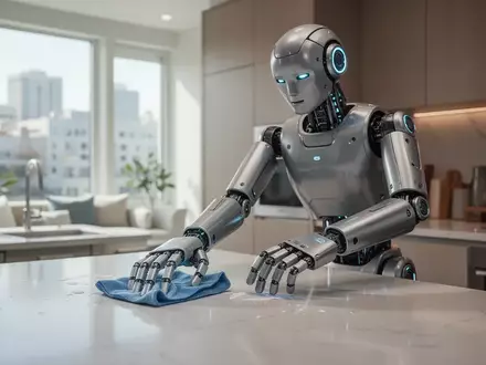 Ein humanoider Roboter erledigt Haushaltsarbeiten in einer modernen Küche. - Foto: über boerse-global.de