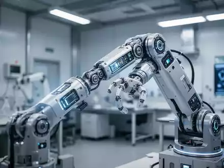 Ein hochmoderner humanoider Roboterarm in einem modernen Forschungslabor. - Foto: über boerse-global.de