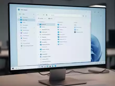 Moderner Computerbildschirm mit einer übersichtlichen Windows 11 Datei-Explorer-Oberfläche in einer professionellen Büroumgebung. - Foto: über boerse-global.de