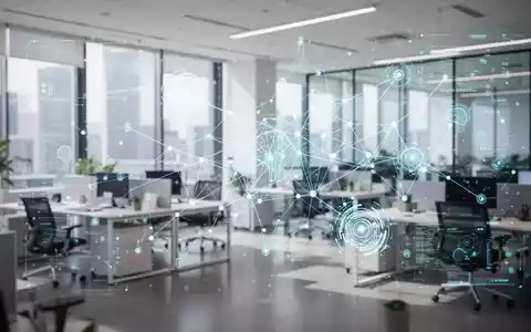Modernes Büro mit digitalen KI-Datenvisualisierungen zur Symbolisierung der Reform des Betriebsverfassungsgesetzes. - Foto: über boerse-global.de
