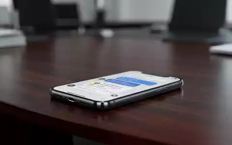 Ein Smartphone auf einem Schreibtisch, das einen Chat-Verlauf zeigt, vor einem unscharfen Bürohintergrund. - Foto: über boerse-global.de