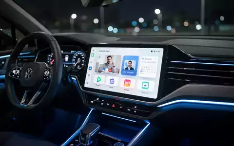 Modernes Infotainment-Display in einem Auto mit Android Auto Benutzeroberfläche für Produktivitäts-Apps. - Foto: über boerse-global.de