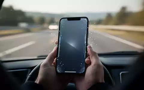Ein iPhone mit animierten Punkten am Bildschirmrand zur Linderung von Reisekrankheit während einer Autofahrt. - Foto: über boerse-global.de