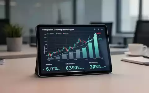 Digitales Tablet mit aufsteigenden Finanzgrafiken zur Lohnentwicklung auf einem modernen Büroschreibtisch. - Foto: über boerse-global.de