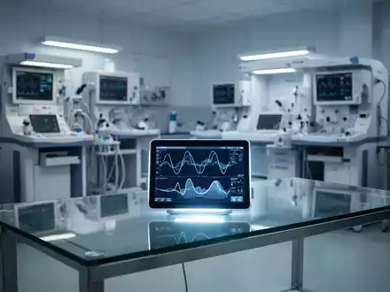 Ein steriler, moderner medizinischer Untersuchungsraum mit digitalem Monitor, der komplexe biologische Daten anzeigt. - Foto: über boerse-global.de