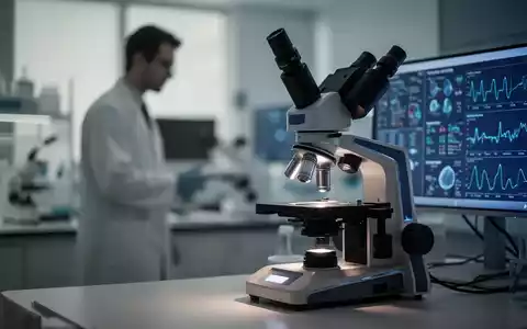 Ein modernes medizinisches Labor mit Mikroskop und Datenvisualisierungen zum Thema Hormongesundheit und Körperfett. - Foto: über boerse-global.de