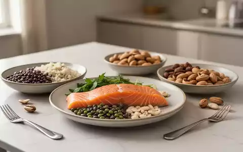 Gesunde proteinreiche Mahlzeit mit Fisch und Hülsenfrüchten als Symbol für die Bedeutung von Ernährung bei Osteoporose. - Foto: über boerse-global.de