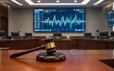 Richterhammer auf einem Holztisch mit digitaler Musikwellenform-Visualisierung im Hintergrund. - Foto: über boerse-global.de
