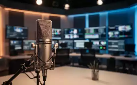 Ein professionelles Mikrofon in einem modernen Rundfunkstudio mit unscharfem Hintergrund. - Foto: über boerse-global.de
