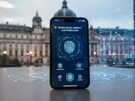 Ein Smartphone-Bildschirm zeigt eine sichere digitale Identitätsschnittstelle für die Europäische Digitale Identitäts-Brieftasche. - Foto: über boerse-global.de