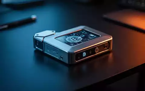 Eine Hardware-Wallet für Kryptowährungen auf einem dunklen Schreibtisch, die die Themen Cybersicherheit und digitale Infrastruktur symbolisiert. - Foto: über boerse-global.de
