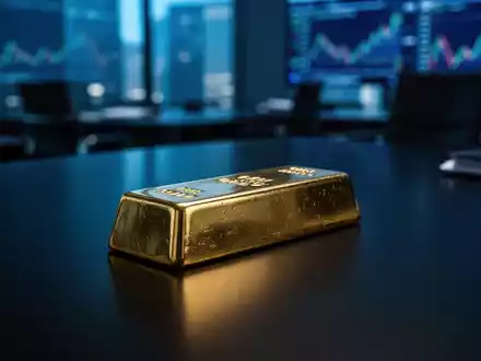 Goldbarren auf dunkler, reflektierender Oberfläche vor verschwommenem Finanzhintergrund - Foto: über boerse-global.de