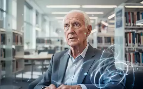 Ein wacher, älterer Mensch in einer modernen Bibliothek als Symbol für kognitive Vitalität und geistige Fitness im Alter. - Foto: über boerse-global.de