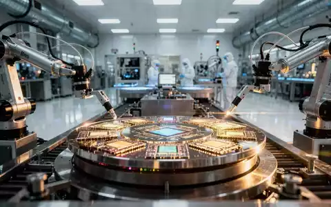 Nahaufnahme von hochmodernen Halbleiter-Wafern in einer automatisierten Produktionsanlage. - Foto: über boerse-global.de