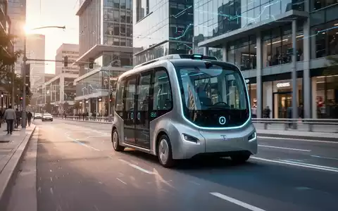 Ein moderner autonomer Elektro-Shuttle fährt durch ein zeitgenössisches Stadtviertel. - Foto: über boerse-global.de