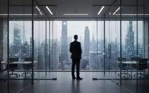 Moderner Büroinnenraum eines Unternehmens mit verschwommener Führungskraft-Silhouette, die Apples Führung und finanzielles Wachstum repräsentiert. - Foto: über boerse-global.de
