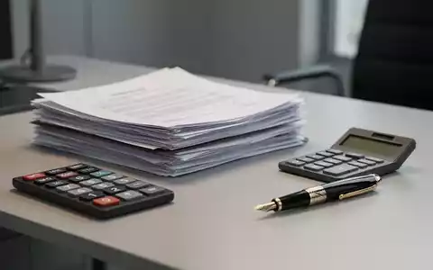 Schreibtisch mit Dokumenten, Taschenrechner und Stift als Symbol für Lohnabrechnung und Personalwesen. - Foto: über boerse-global.de