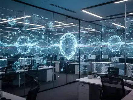 Digitale Visualisierung von KI-Sicherheitsstrukturen und Datenströmen in einem modernen Kontrollzentrum. - Foto: über boerse-global.de