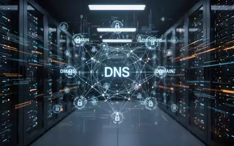 Digitale Visualisierung vernetzter Netzwerkknoten und Datenströme, die DNS-Infrastrukturschwachstellen darstellen. - Foto: über boerse-global.de