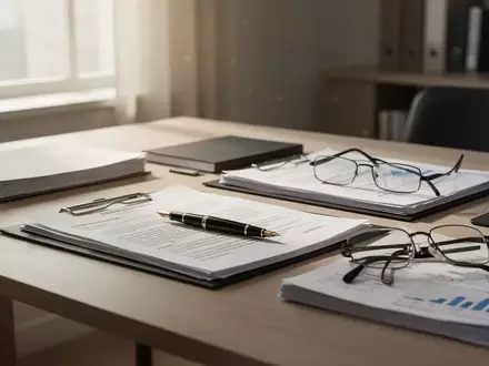 Ein aufgeräumter Schreibtisch mit Dokumenten und einer Lesebrille als Symbol für rechtliche und pflegerische Beratung. - Foto: über boerse-global.de