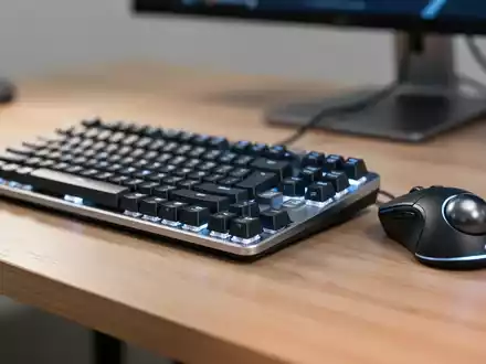 Ergonomische Tastatur und Trackball-Maus auf einem modernen Büro-Schreibtisch - Foto: über boerse-global.de