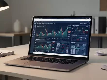 Moderner Arbeitsplatz mit Laptop, auf dem digitale Steuer- und Finanzdaten für E-Commerce-Unternehmen angezeigt werden. - Foto: über boerse-global.de