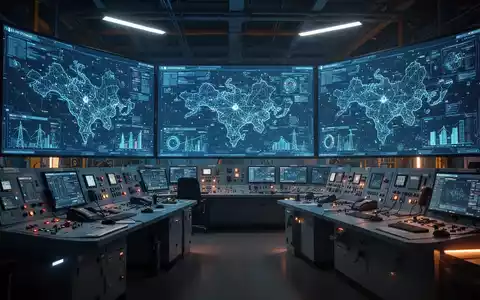 Moderne digitale Steuerzentrale zur Überwachung der Stromversorgung mit Datenvisualisierungen auf großen Bildschirmen. - Foto: über boerse-global.de