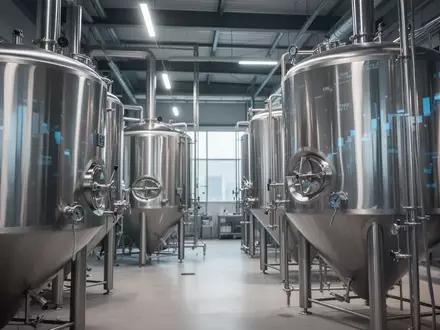 Moderne Brauereianlage mit Edelstahltanks in einer professionellen Industrieumgebung. - Foto: über boerse-global.de