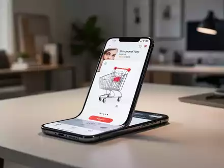 Ein Smartphone mit einem digitalen Warenkorb auf einem modernen Schreibtisch als Symbol für E-Commerce und Online-Shopping. - Foto: über boerse-global.de