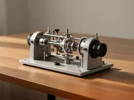 Minimalistisches, mechanisches Gerät auf einem Holztisch bei natürlichem Licht, das den Fokus auf Einfachheit legt. - Foto: über boerse-global.de