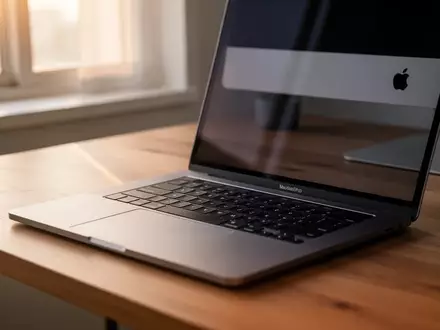 Ein moderner Schreibtisch mit einem MacBook Pro in einem hellen, professionellen Arbeitsumfeld. - Foto: über boerse-global.de