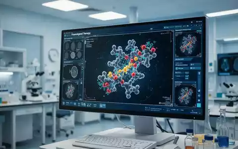 Moderne medizinische Darstellung einer molekularen Struktur für eine Radioliganden-Therapie in einem Onkologielabor. - Foto: über boerse-global.de