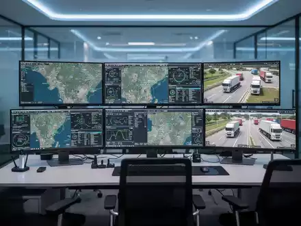 Modernes Fernbedienungszentrum in Cyberjaya mit Bildschirmen, die Telemetrie und Kartendaten autonomer Logistikfahrzeuge zeigen. - Foto: über boerse-global.de