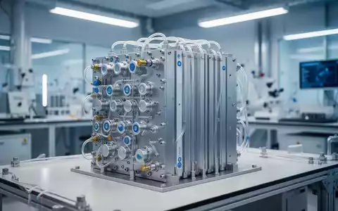 Ein moderner Wasserstoff-Brennstoffzellenstapel in einer technologischen Laborumgebung. - Foto: über boerse-global.de