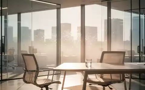 Ein heller, moderner Büroarbeitsplatz mit einem Glas Wasser bei starkem sommerlichem Lichteinfall. - Foto: über boerse-global.de