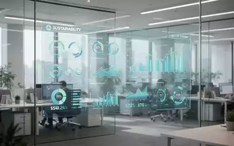 Digitale ESG-Datenvisualisierungen und Nachhaltigkeitskennzahlen auf einem modernen Bildschirm in einem Büro. - Foto: über boerse-global.de