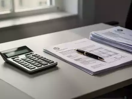 Ein Schreibtisch mit Taschenrechner und Unterlagen, die Finanzthemen und staatliche Leistungen symbolisieren. - Foto: über boerse-global.de
