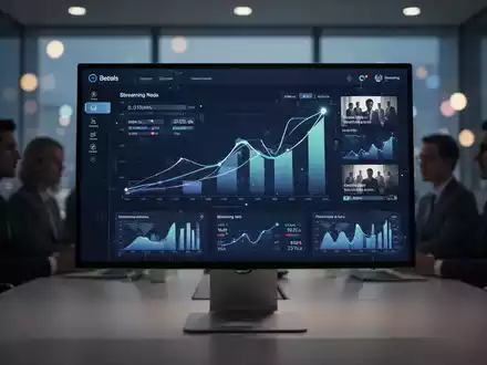 Moderne Datenvisualisierung von Streaming-Analysen und Wachstumscharts auf einem Monitor in einem Büro. - Foto: über boerse-global.de