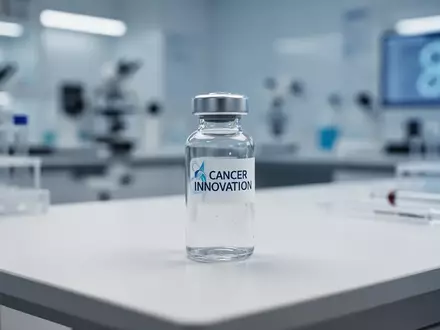 Ein medizinisches Labor mit einem verschwommenen Fläschchen im Fokus, das den Fortschritt in der Krebstherapie symbolisiert. - Foto: über boerse-global.de