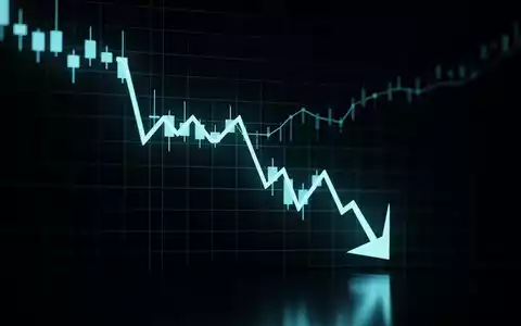 Ein fallender Aktienkurs-Chart auf einem dunklen Hintergrund, der einen deutlichen Wertverlust symbolisiert. - Foto: über boerse-global.de