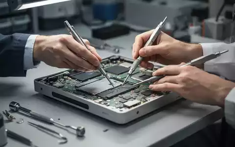 Nahaufnahme einer fachgerechten Reparatur eines elektronischen Geräts an einer Werkbank. - Foto: über boerse-global.de