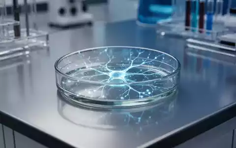 Ein modernes medizinisches Labor mit einer Glas-Petrischale, in der sich neuronale Netzwerkmuster spiegeln. - Foto: über boerse-global.de