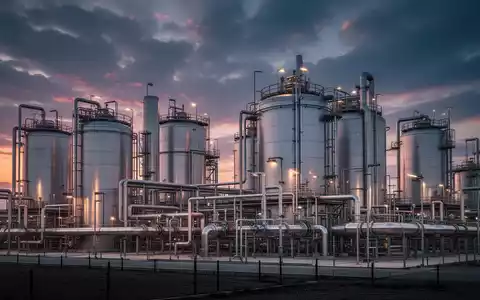 Moderne Industrieanlagen eines Gaskonzerns bei Dämmerung, symbolisch für Unternehmenskontrolle und Governance-Reformen. - Foto: über boerse-global.de