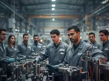 Arbeiter in einer modernen Industrieanlage vor einem unscharfen Hintergrund, der die industrielle Fertigung symbolisiert. - Foto: über boerse-global.de