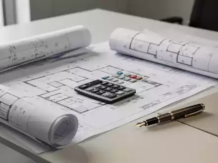 Ein moderner Schreibtisch mit BauplĂ€nen, einem Taschenrechner und einem FĂŒllfederhalter als Symbol fĂŒr steuerliche Planung. - Foto: ĂŒber boerse-global.de